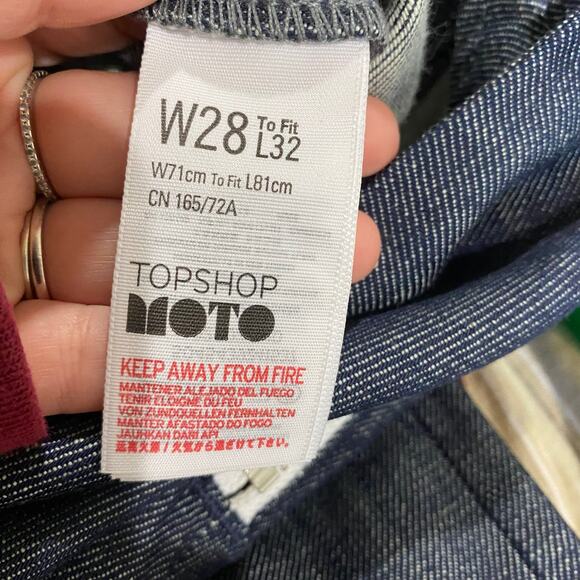 Top Shop Moto Exposed Front Zipper Tailored Cropped Wide Leg Jeans Sz 28 - Picture 6 of 6